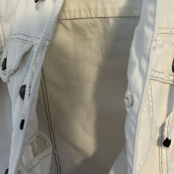 Free People White Denim Hoodie Jacket w/Gray Sleeves size S - Picture 10 of 16